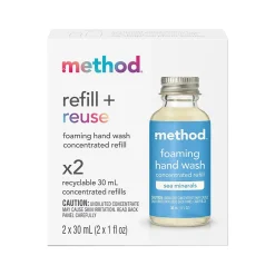 Refill + Reuse Foaming Hand Soap Refill, Sea Minerals Scent, 1 Fl. Oz., 2/Pack (356009)<Method Clearance