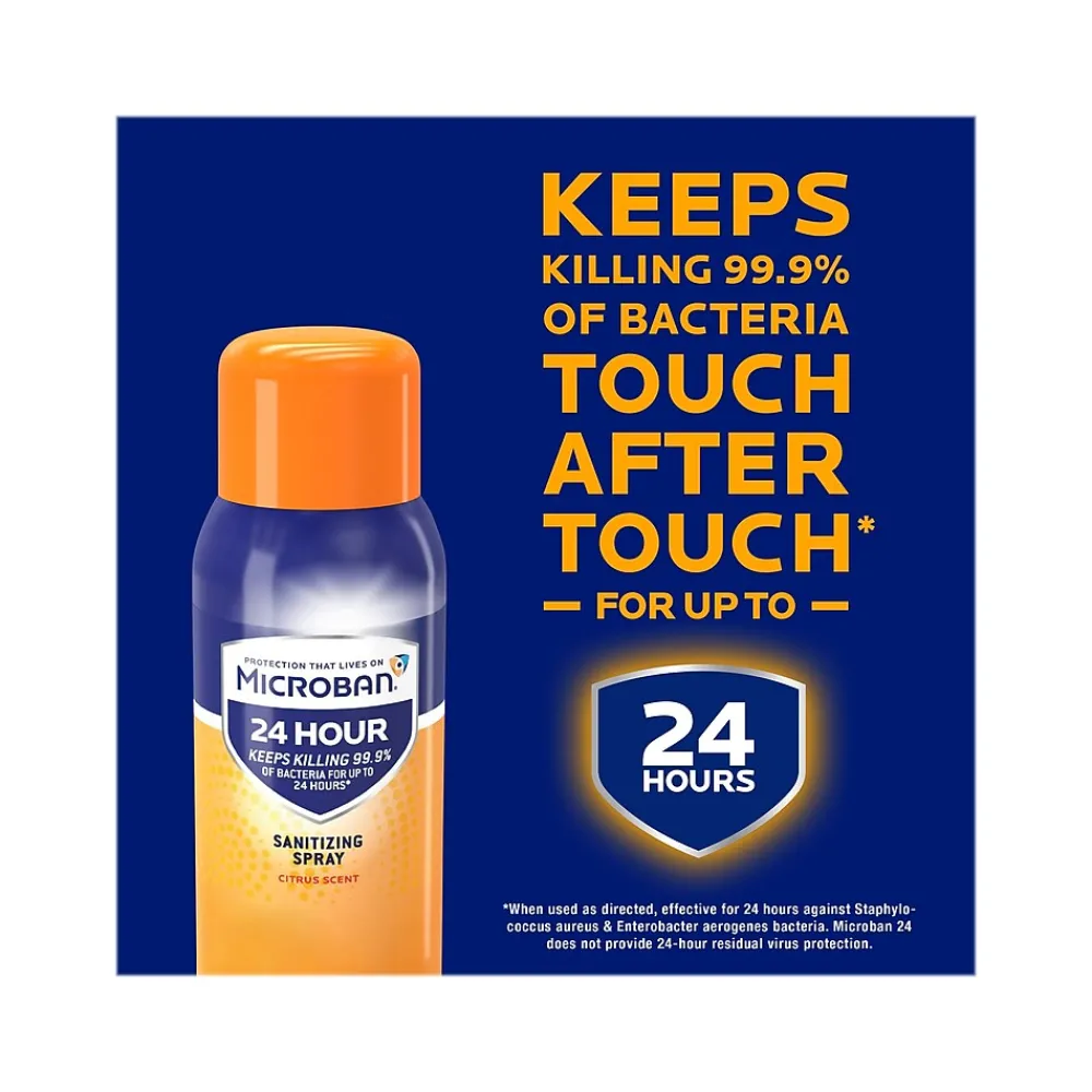 24 Disinfecting Sanitizing Spray, Citrus Scent, 2.8 Oz. (28078)<Microban New