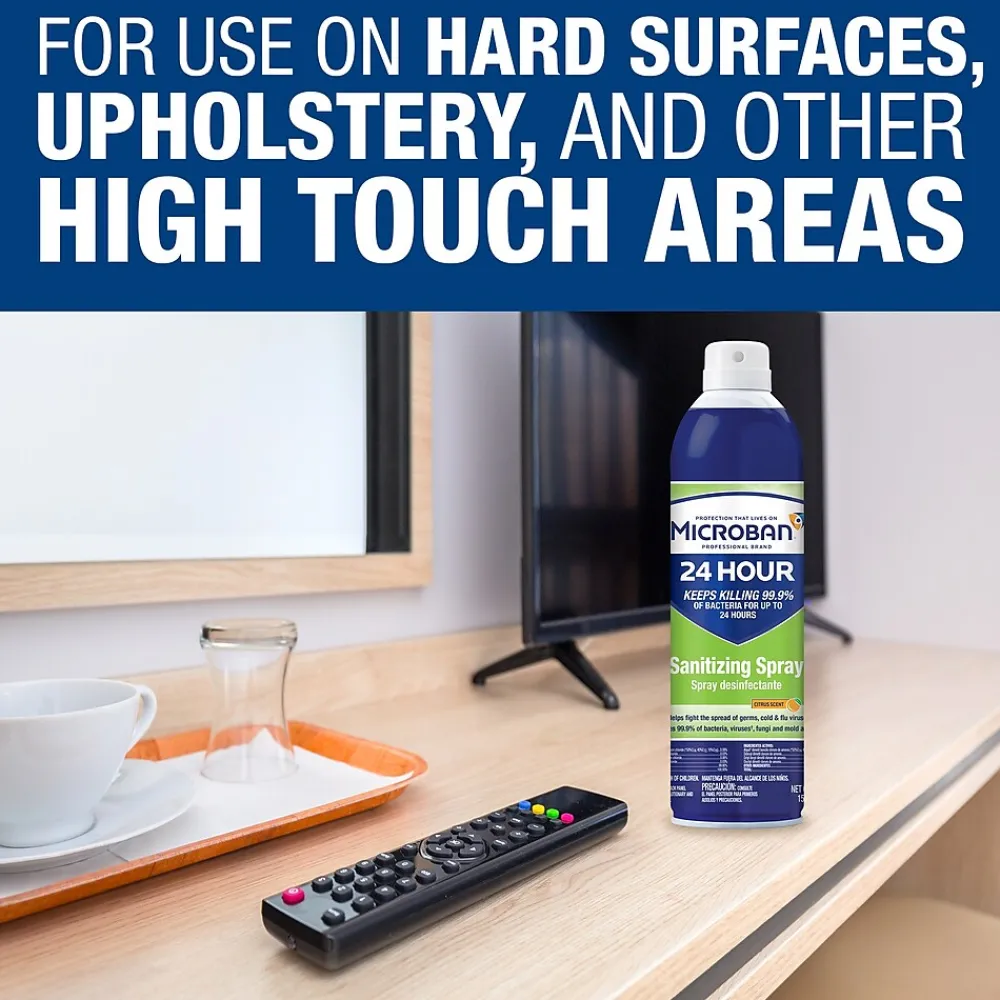 24 Professional Sanitizing and Disinfecting Spray, Citrus, 15 oz. (30130)<Microban Sale