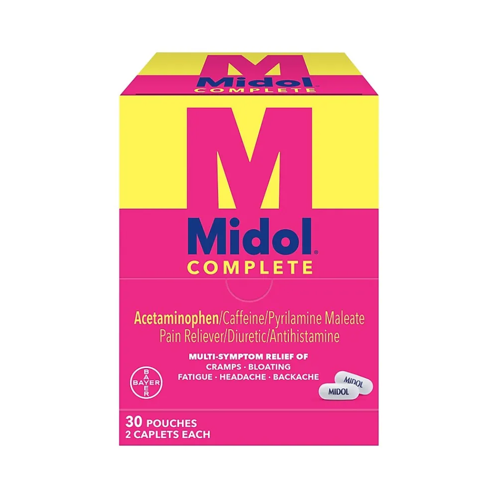 Complete 500mg Acetaminophen Caplet, 2/Pouch, 30 Pouches/Box (64458)<Midol Discount