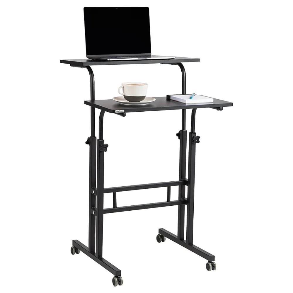 Standing Desks*Mind Reader 27.5"- 39" Mobile Adjustable Sit/Stand Desk, Black (SDROLLXL-BLK)