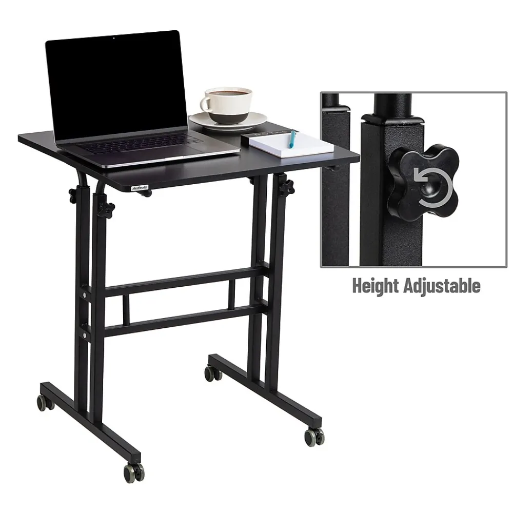 Standing Desks*Mind Reader 27.5"- 39" Mobile Adjustable Sit/Stand Desk, Black (SDROLLXL-BLK)