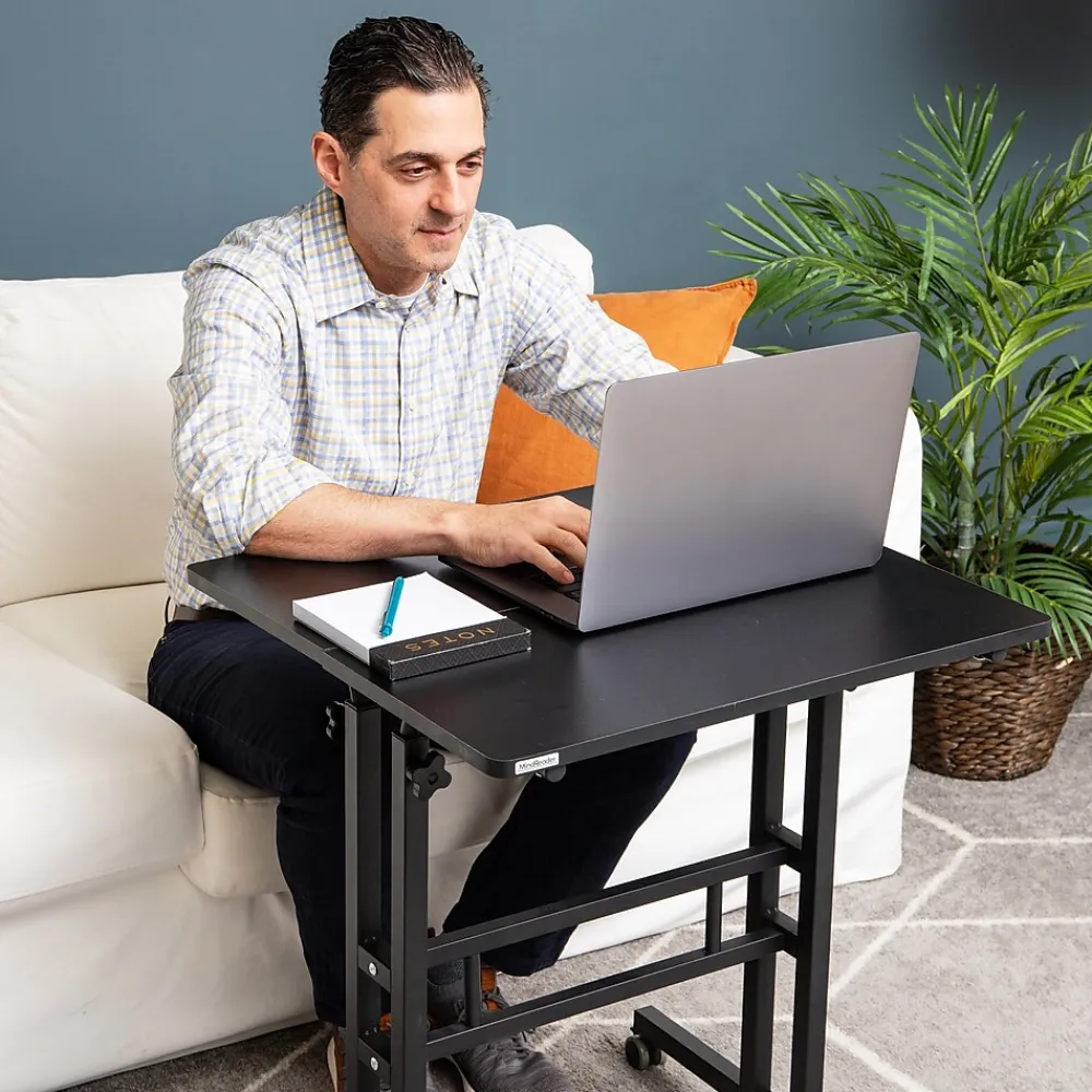 Standing Desks*Mind Reader 27.5"- 39" Mobile Adjustable Sit/Stand Desk, Black (SDROLLXL-BLK)
