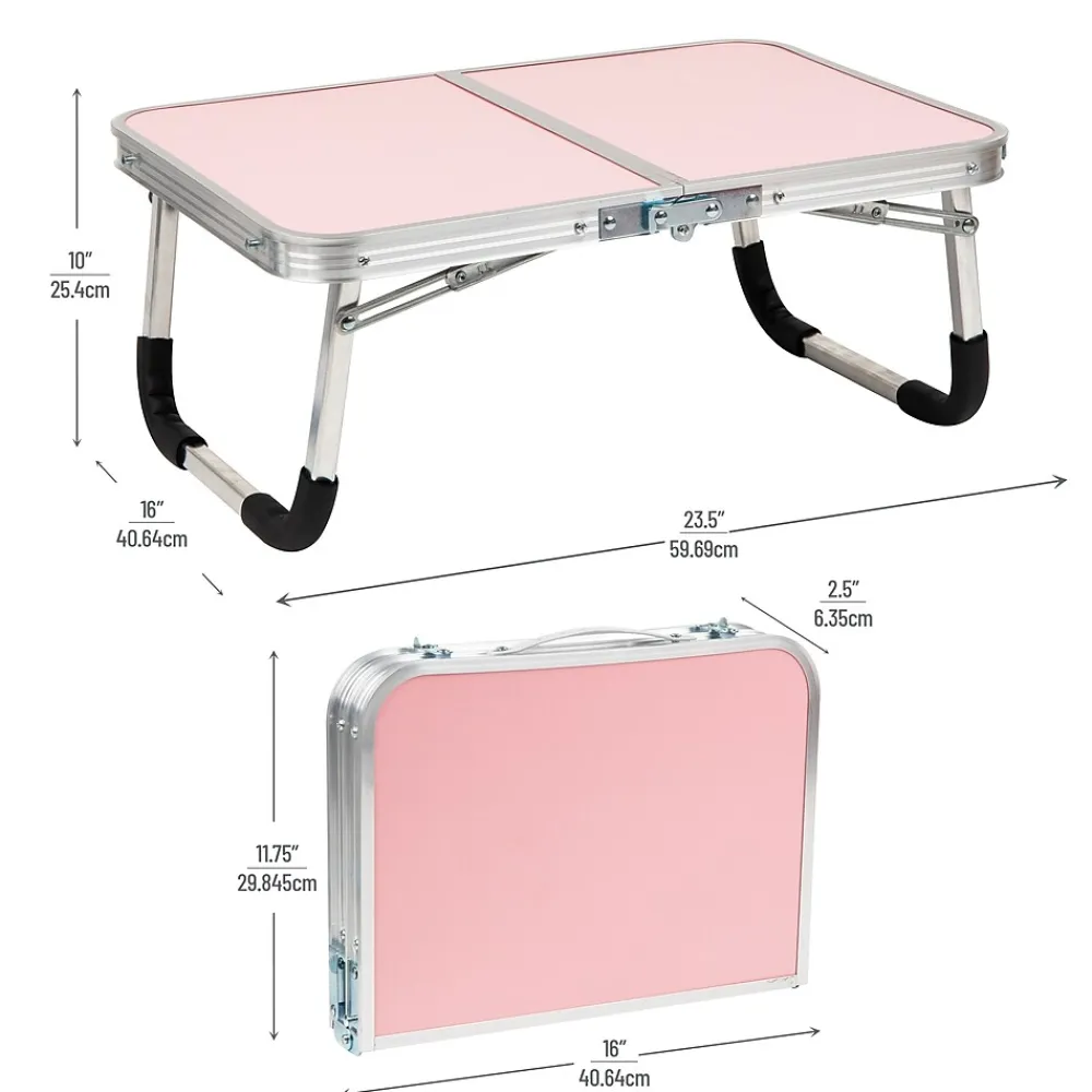 16" x 23.5" Aluminum/MDF Lap Desk/Laptop Stand With Collapsible Legs, Pink (TAFOLAP-PNK)<Mind Reader