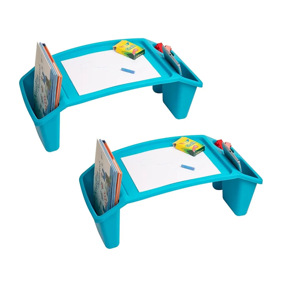 10.75" x 22.25" Plastic Kids' Lap Desk Activity Tray, Blue, 2/Pack (2KIDLAP-BLU)<Mind Reader