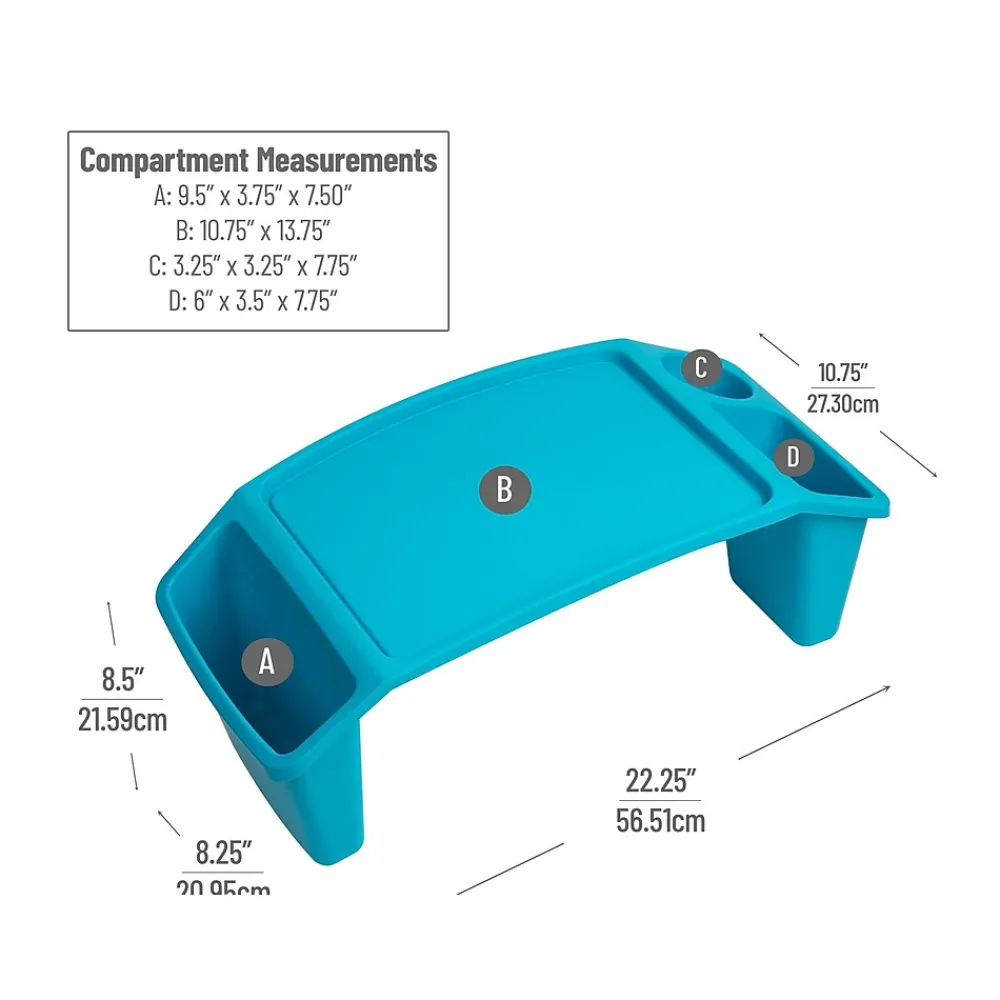 10.75" x 22.25" Plastic Kids' Lap Desk Activity Tray, Blue, 2/Pack (2KIDLAP-BLU)<Mind Reader