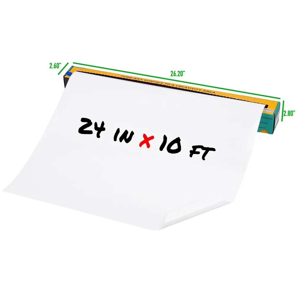 Dry Erase*Mind Reader Adhesive Dry-Erase Whiteboard Roll with Dry Erase Markers, 24" x 10' (DWBER-WHT)