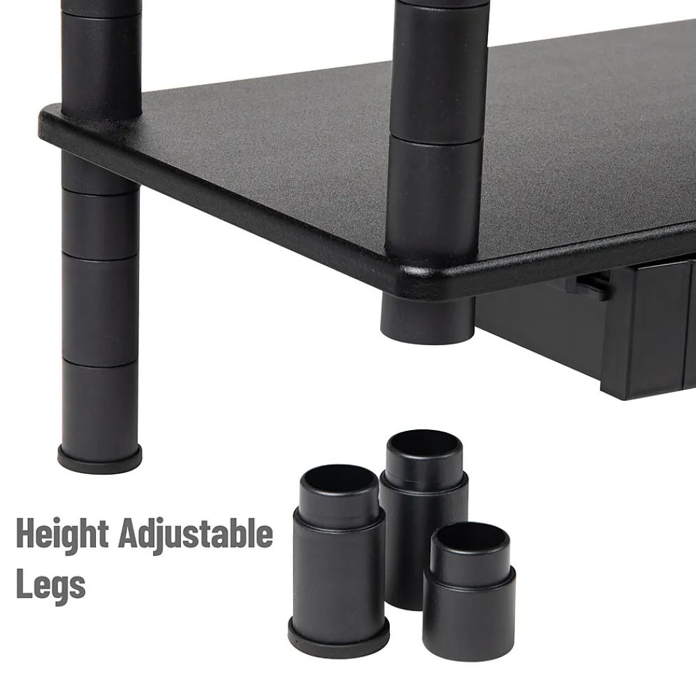 Hot Mind Reader Adjustable Dual Monitor Stand Desktop Organizer with Drawers, Black (DBMON2TDR-BLK)