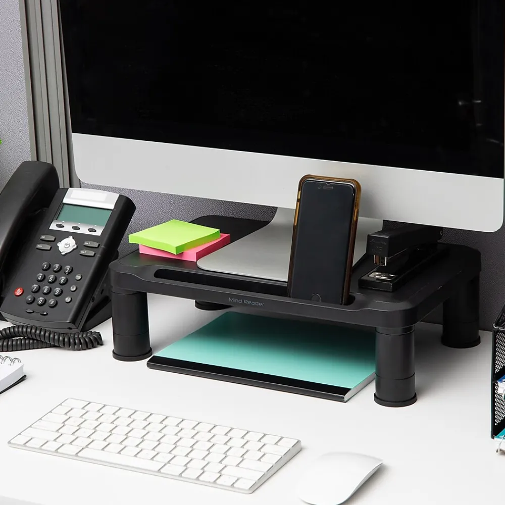 Discount Mind Reader Adjustable Monitor Stand, Black, 2/Pack (2SMPLMON-BLK)