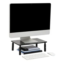 Best Mind Reader Adjustable Monitor Stand and Ventilated Laptop Riser, Black (4LEGMET-BLK)