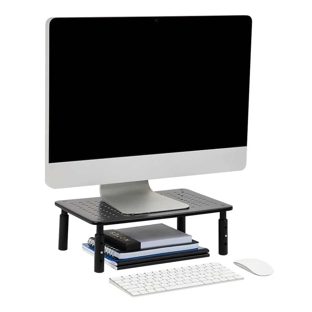 Best Mind Reader Adjustable Monitor Stand and Ventilated Laptop Riser, Black (4LEGMET-BLK)