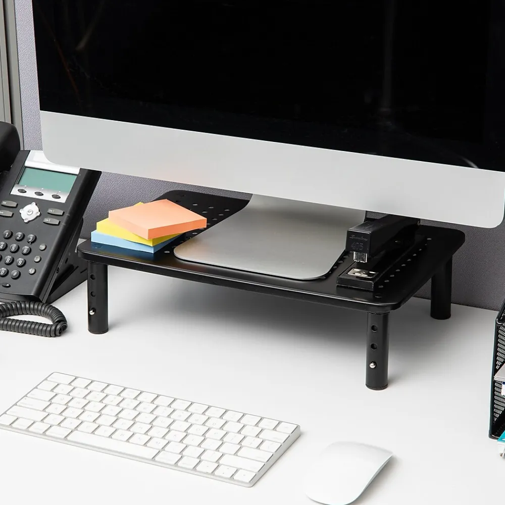 Online Mind Reader Adjustable Monitor Stand and Ventilated Laptop Riser, Black, 2/Pack (4LEGM2PK-BLK)