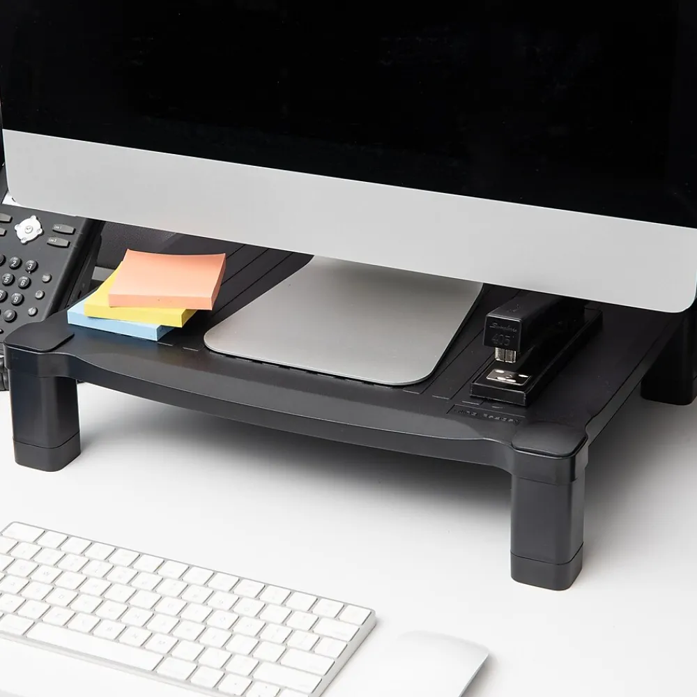 Best Mind Reader Adjustable Plastic Monitor/Laptop Stand, Black (PLMONST-BLK)