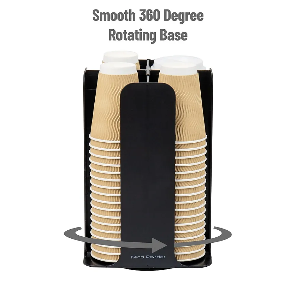Mind Reader 4-Compartment Cup and Lid Carousel Coffee Countertop Organizer, Black (CDISP-BLK)