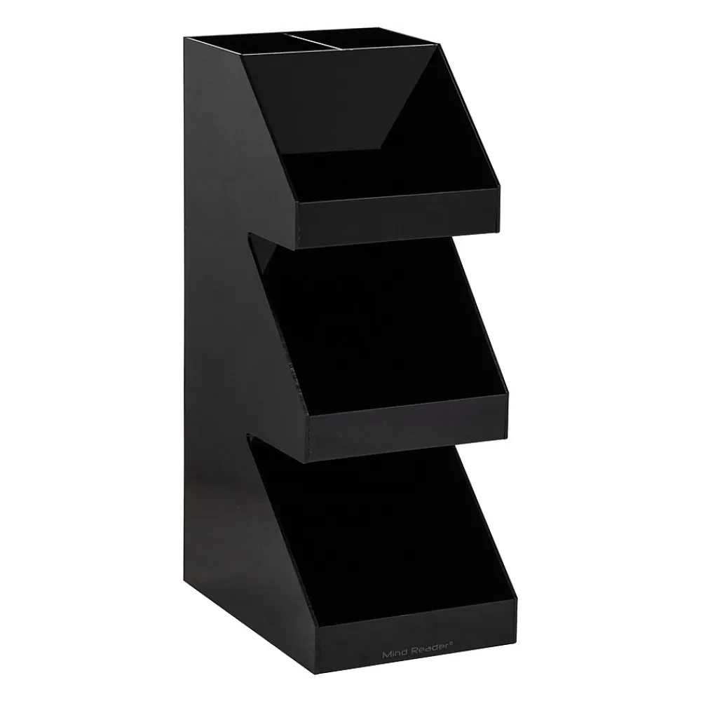 Mind Reader 5-Compartment Coffee, Tea, Utensil and Condiment Countertop Organizer, Black (3TCORG-BLK)