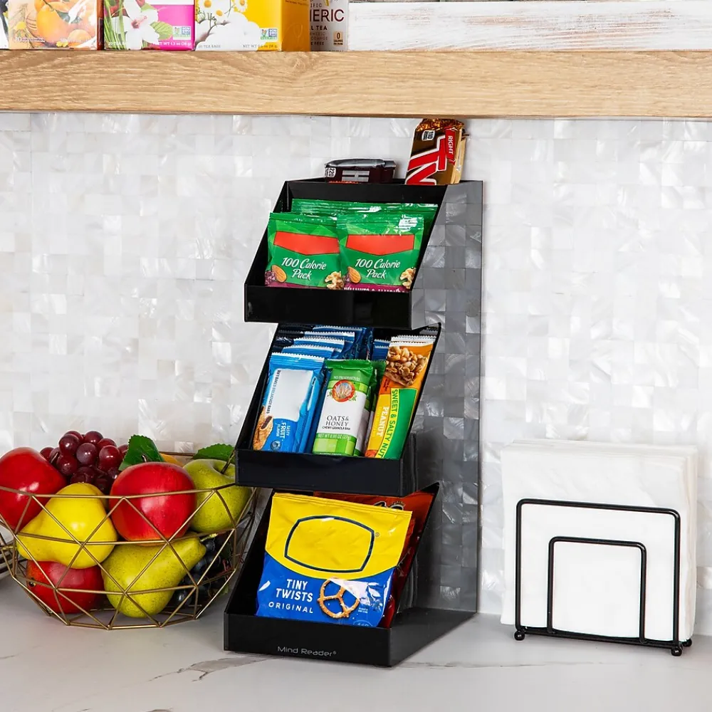 Mind Reader 5-Compartment Coffee, Tea, Utensil and Condiment Countertop Organizer, Black (3TCORG-BLK)