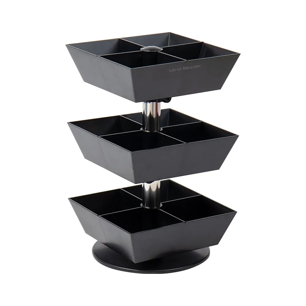 Mind Reader 12-Compartment Plastic Tea and Condiment Carousel, Black (TEASWIV3T-BLK)