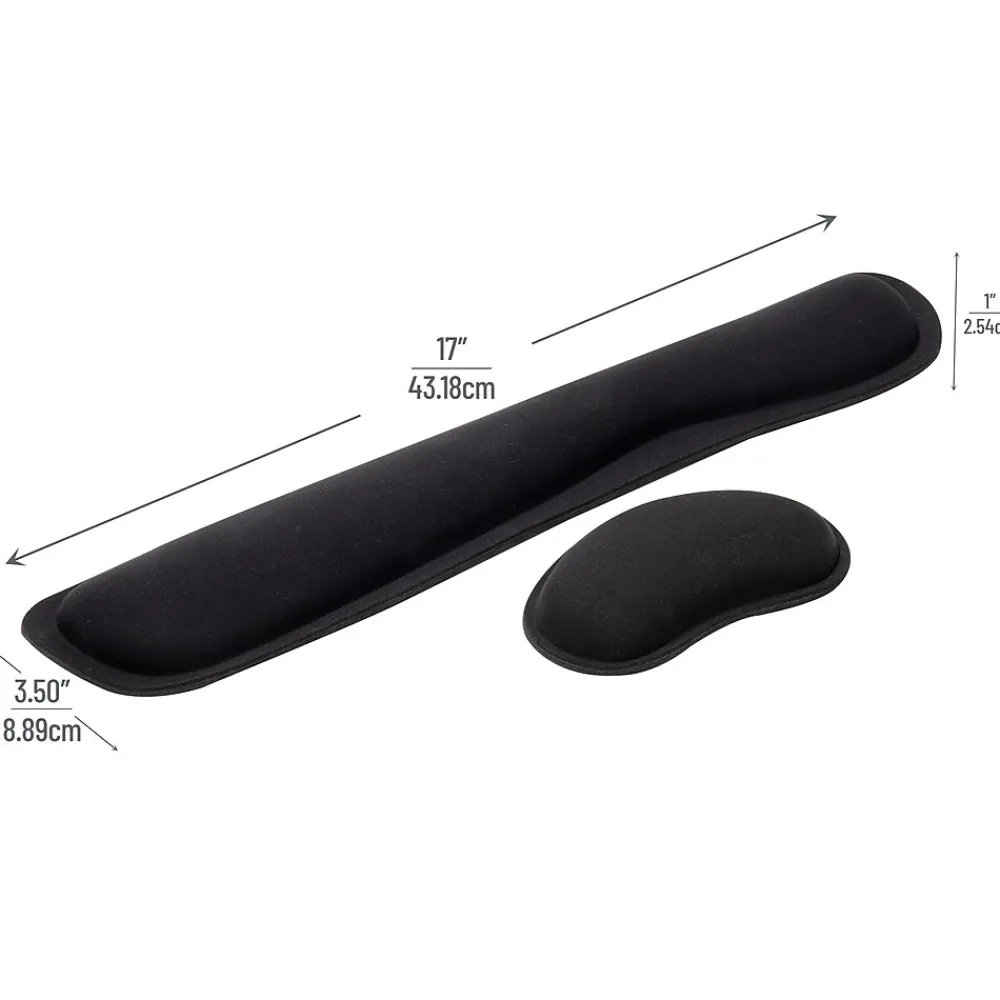 Online Mind Reader Memory Foam Gaming Ergonomic Keyboard and Mouse Wrist Rest Set, Black, 3/Pack (3WRESTGEL-BLK)