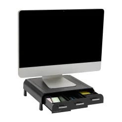 Sale Mind Reader Monitor Stand and Desktop Organizer with 3 Storage Drawers, Black (MONSTA3D-BLK)