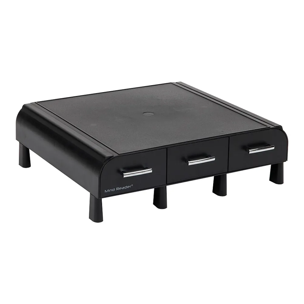 Discount Mind Reader Monitor Stand and Desktop Organizer with 3 Storage Drawers, Black (MONSTA3D-BLK)