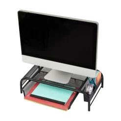 Sale Mind Reader Monitor Stand with Paper Tray, Metal, (MESHMONSTA-BLK) Black