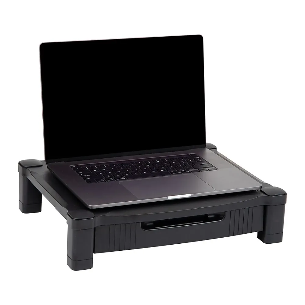 Outlet Mind Reader Monitor Stand Riser with Storage Drawer, Black (DRPLMONST-BLK)