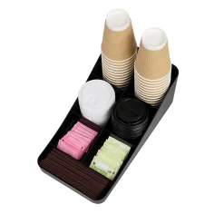 Mind Reader Plastic 7 Compartment Coffee Cup and Condiment Organizer, Black (COMP7-BLK)