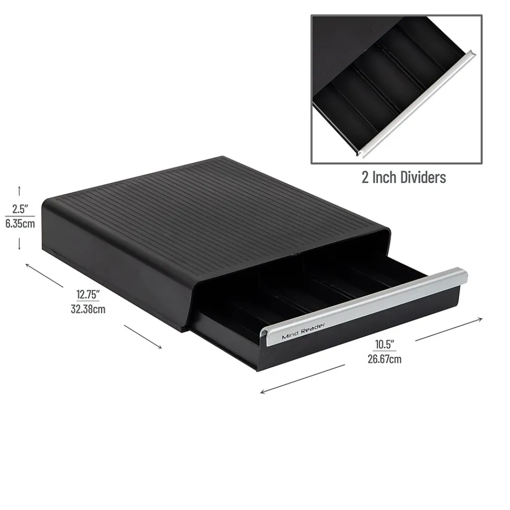 Mind Reader Plastic Coffee Pod Drawer Countertop Organizer, 30 Pod Capacity, Black (TRY30-BLK)