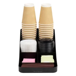 Mind Reader Plastic 7-Compartment Coffee Cup and Condiment Organizer, Black, 2/Pack (2COMP7-BLK)