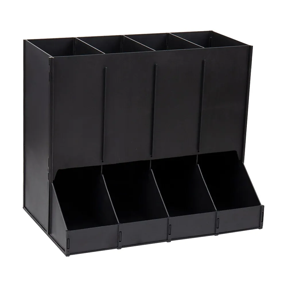 Mind Reader Plastic 4-Compartment Single Serve Coffee Pod Dispenser, 120 Pod Capacity, Black (CPODBK-BLK)