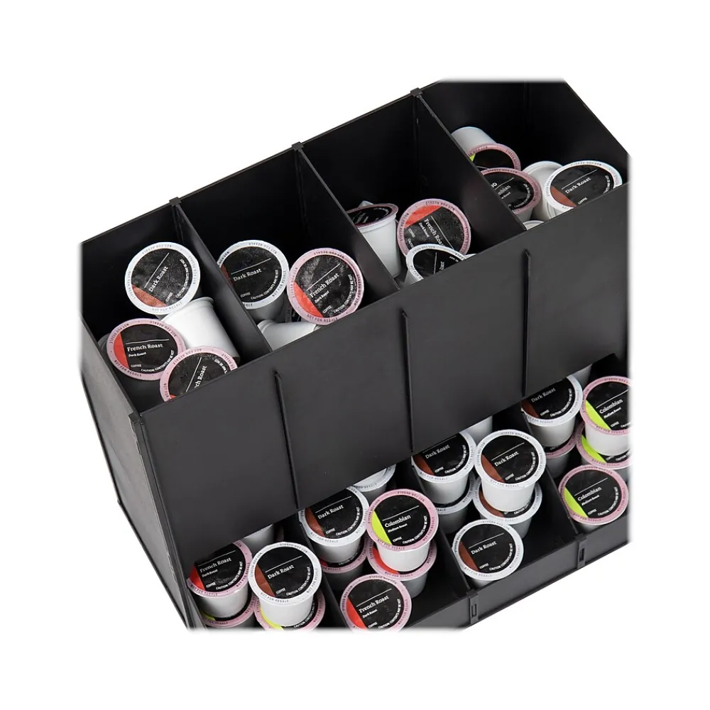Mind Reader Plastic 4-Compartment Single Serve Coffee Pod Dispenser, 120 Pod Capacity, Black (CPODBK-BLK)