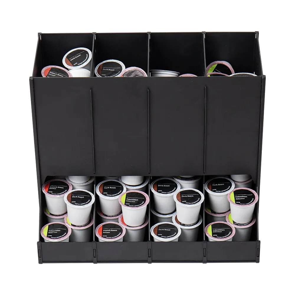Mind Reader Plastic 4-Compartment Single Serve Coffee Pod Dispenser, 120 Pod Capacity, Black (CPODBK-BLK)