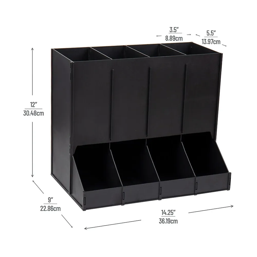 Mind Reader Plastic 4-Compartment Single Serve Coffee Pod Dispenser, 120 Pod Capacity, Black (CPODBK-BLK)
