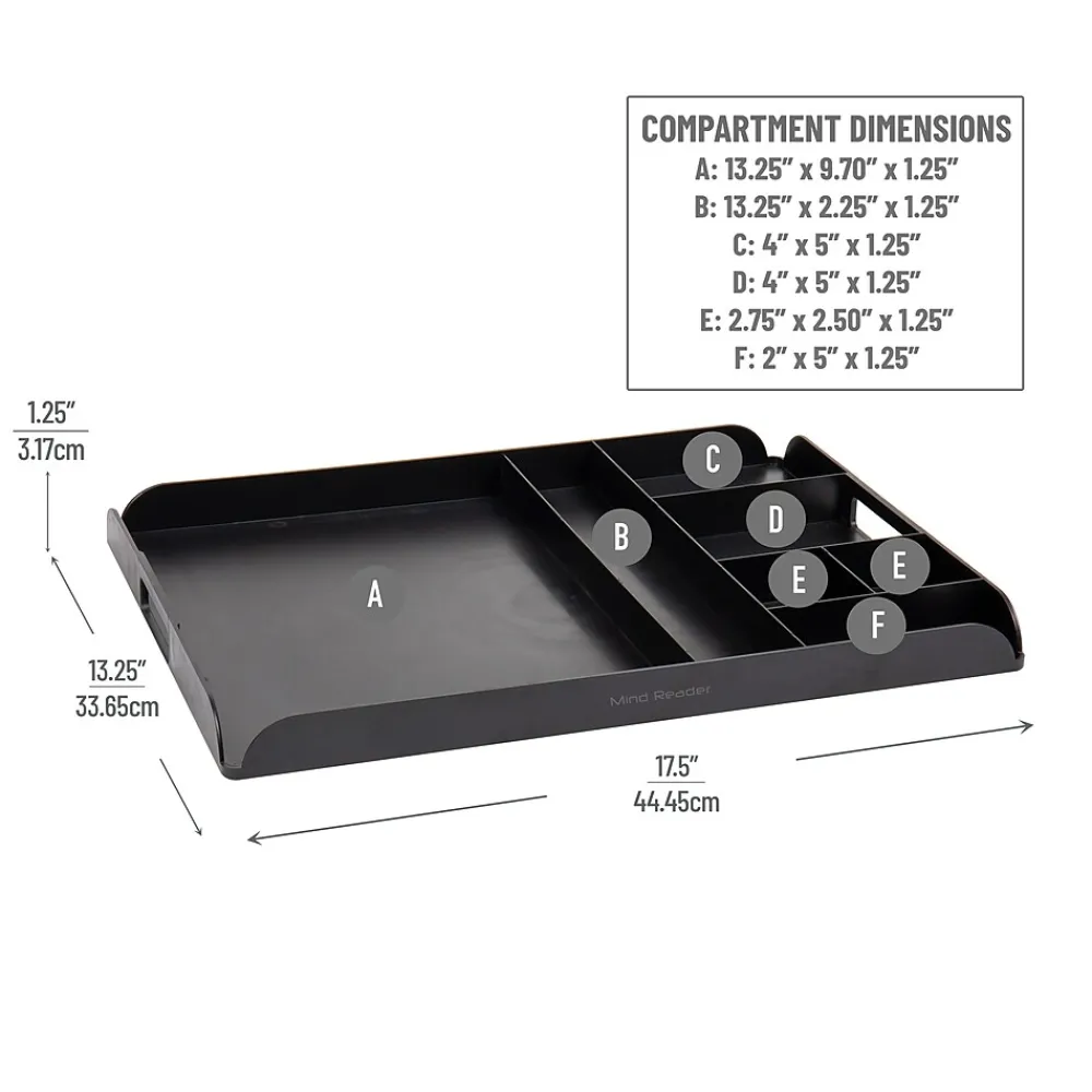 Mind Reader Plastic 7-Compartment Countertop Coffee Organizer Tray, Black (KEUTRAY-BLK)