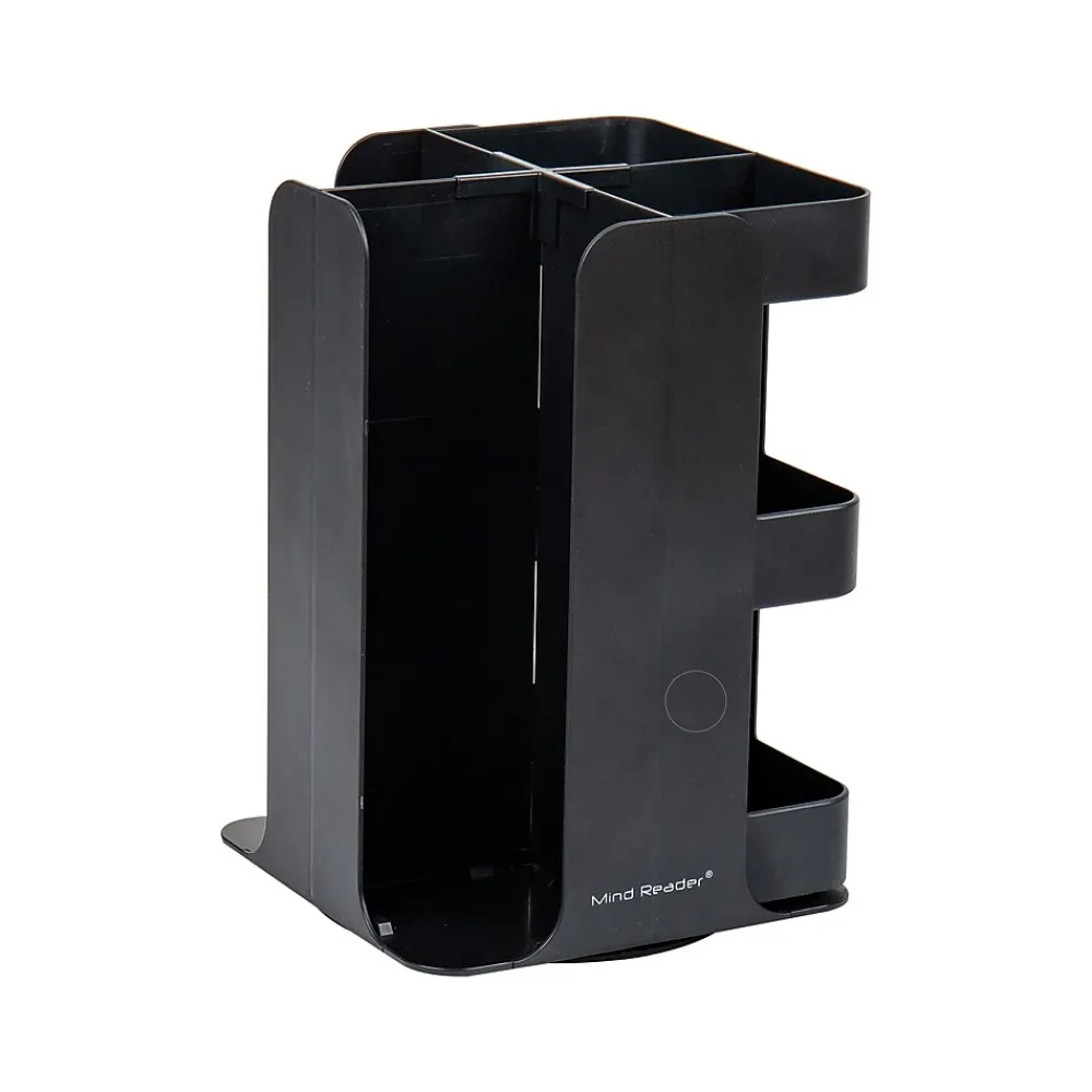 Mind Reader Plastic 8-Compartment Cup and Condiment Carousel Countertop Organizer, Black (CUPOSPIN-BLK)