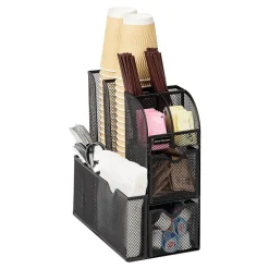 Mind Reader 3-Tier 11-Compartment Metal Cup and Condiment Countertop Organizer, Black (MESHCAD-BLK)