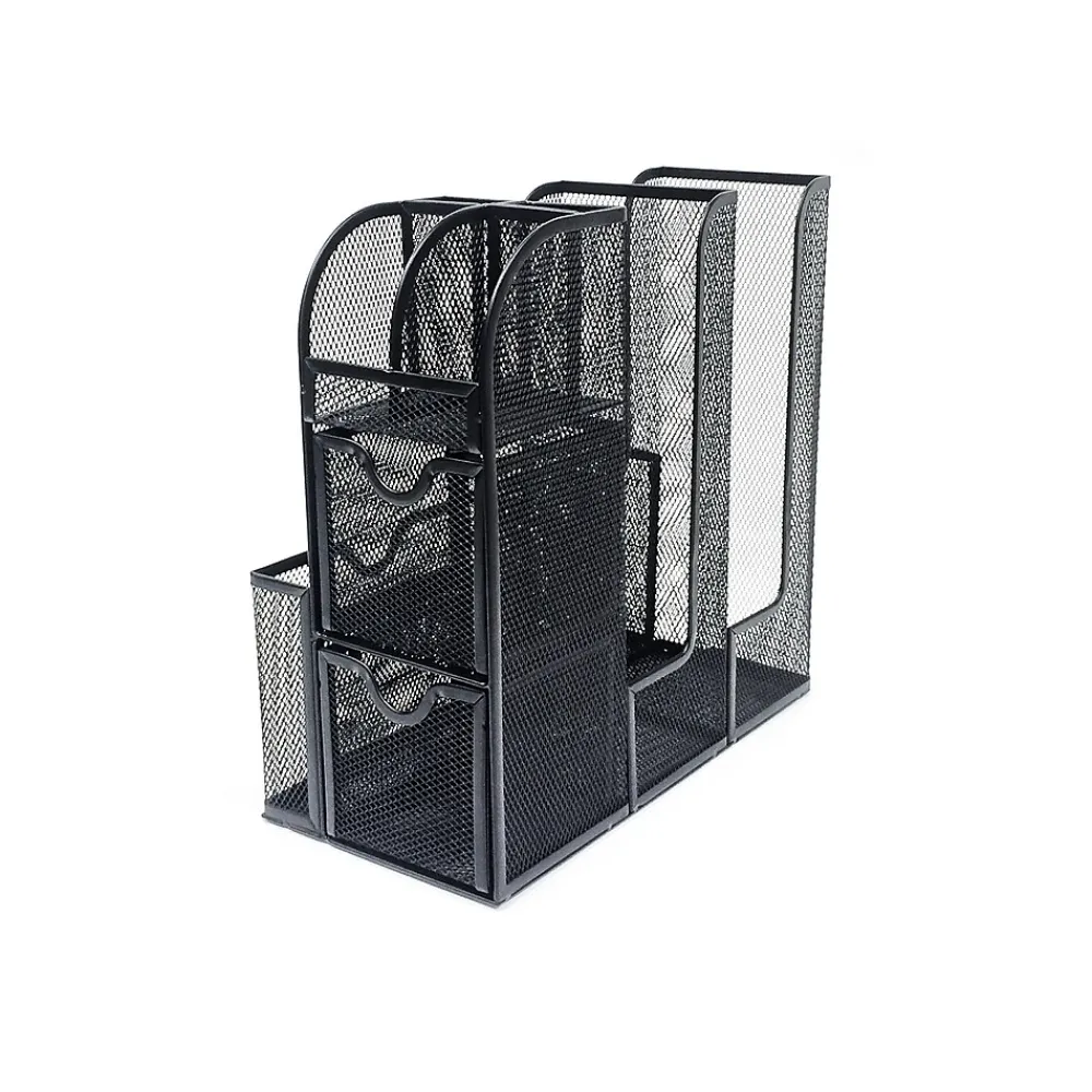 Mind Reader 3-Tier 11-Compartment Metal Cup and Condiment Countertop Organizer, Black (MESHCAD-BLK)