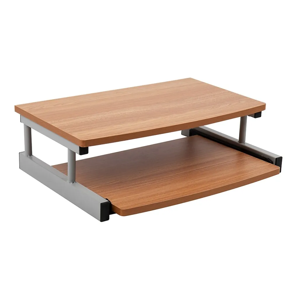 Sale Mind Reader 2-Tier Monitor Stand with Sliding Keyboard Drawer, Brown (2TSLIDE-BRN)