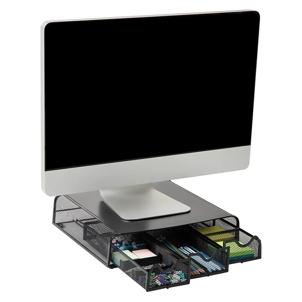 Clearance Mind Reader Ventilated Monitor Stand, Metal, Black (MONMESH-BLK)