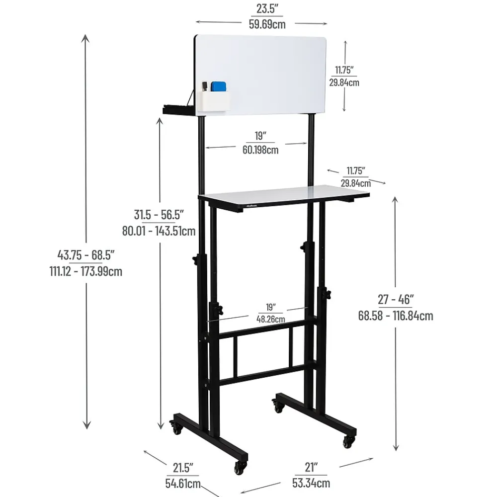 Standing Desks*Mind Reader 21"W Adjustable Standing Whiteboard Desk, Black (SDWBOARD-BLK)