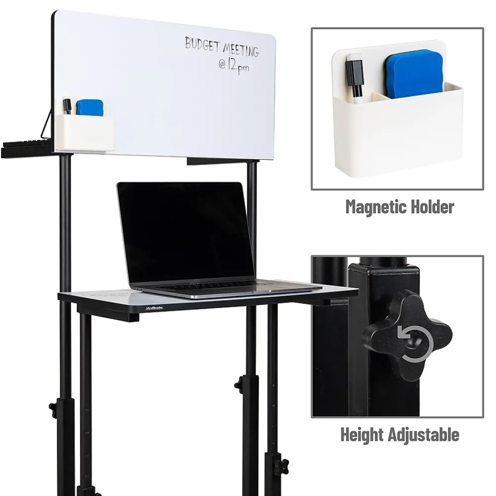 Standing Desks*Mind Reader 21"W Adjustable Standing Whiteboard Desk, Black (SDWBOARD-BLK)