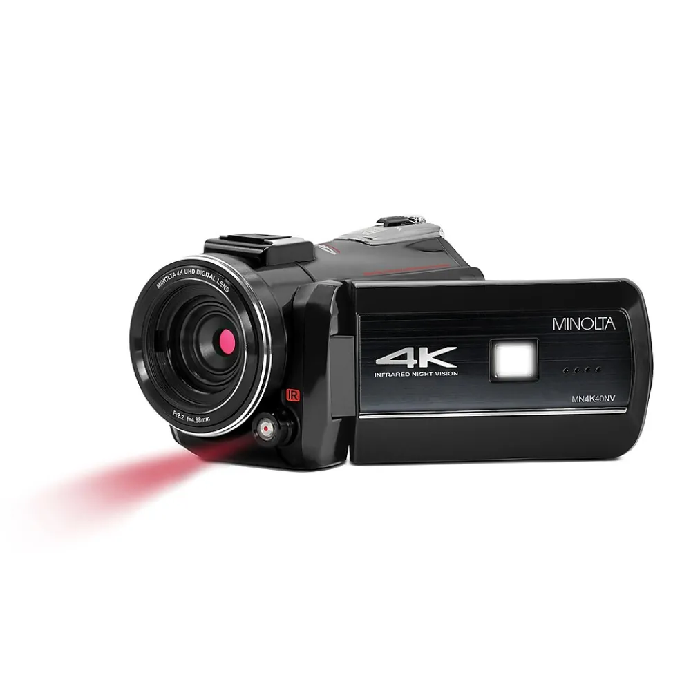 MINOLTA 4K Ultra HD IR Night Vision Video Camcorder with 16x Digital Zoom, Black (MN4K40NV)