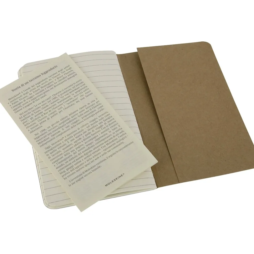 Journals|Moleskine Cahier Soft Cover Journal, 3.5" x 5.5", Kraft Brown, 3/Pack (704925)