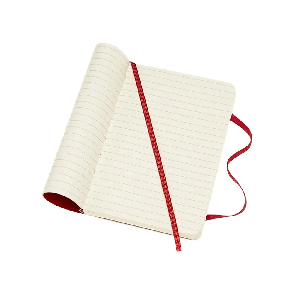 Notebooks|Moleskine Classic Professional Notebook, 3.5" x 5.5", Wide Ruled, 96 Sheets, Scarlet Red (854597)