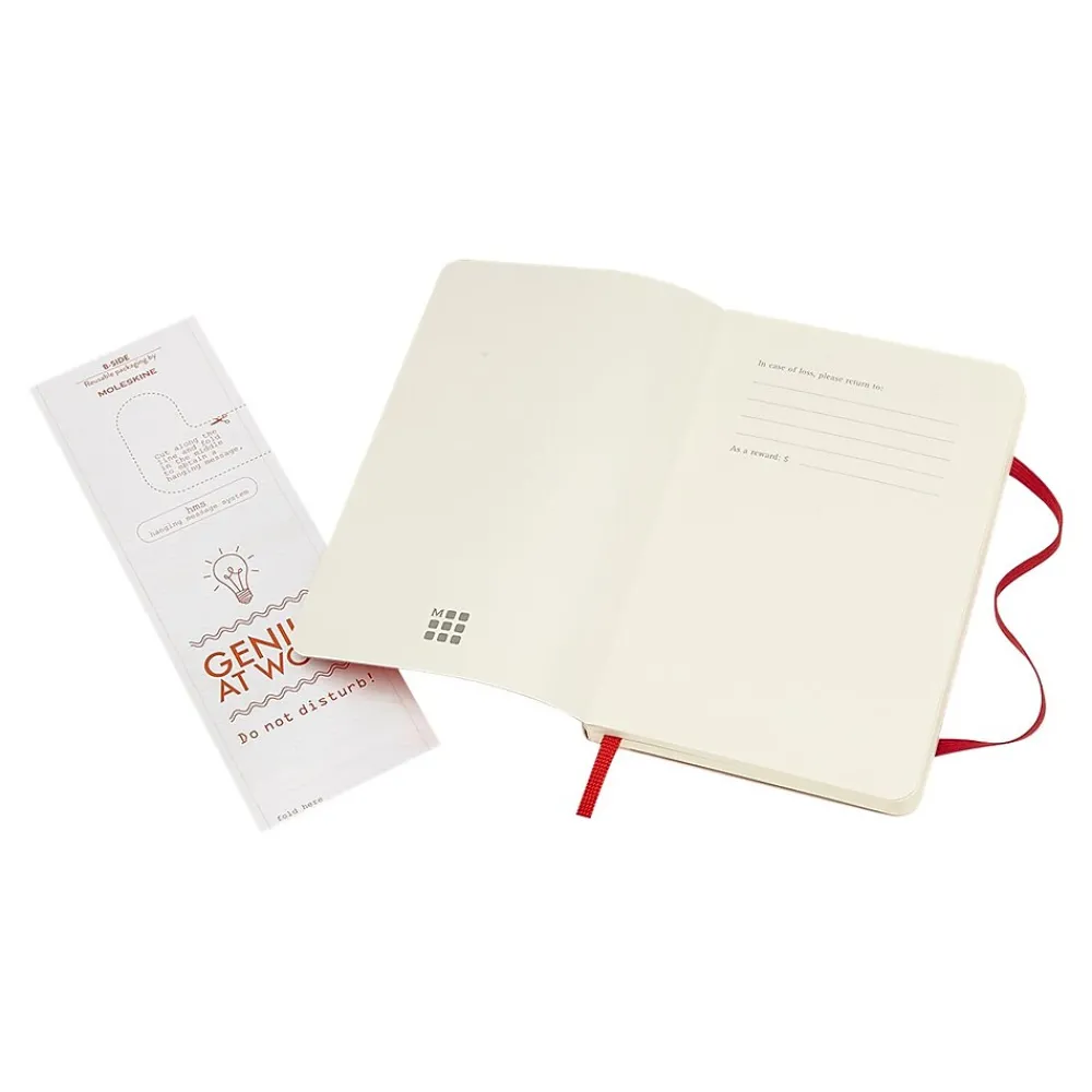 Notebooks|Moleskine Classic Professional Notebook, 3.5" x 5.5", Wide Ruled, 96 Sheets, Scarlet Red (854597)