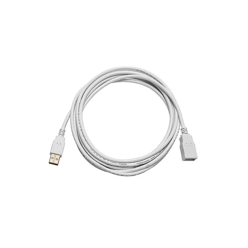 Monoprice ® 10' Gold Plated USB 2.0 A Male to A Female Extension 28/24AWG Cable, White