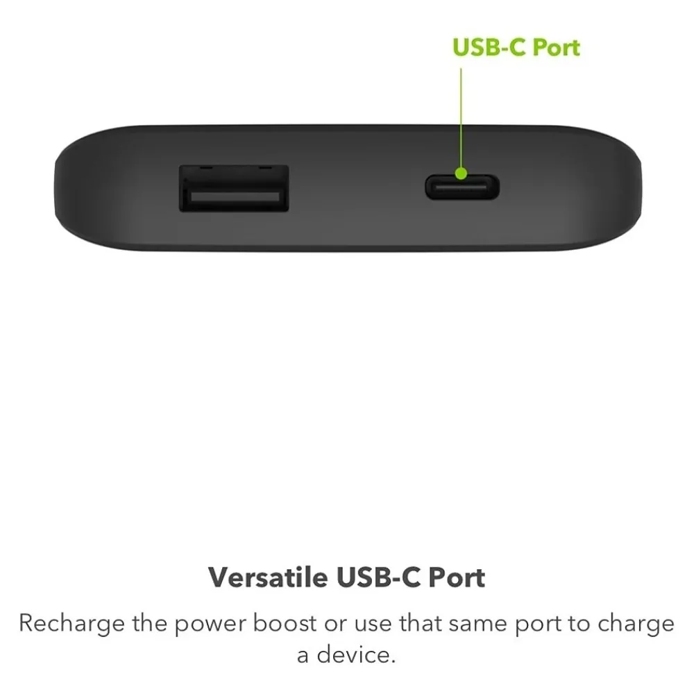 Power Boost 10K mAh Portable battery USB-A and USB-C inputs, Black (401108800)<Mophie Online