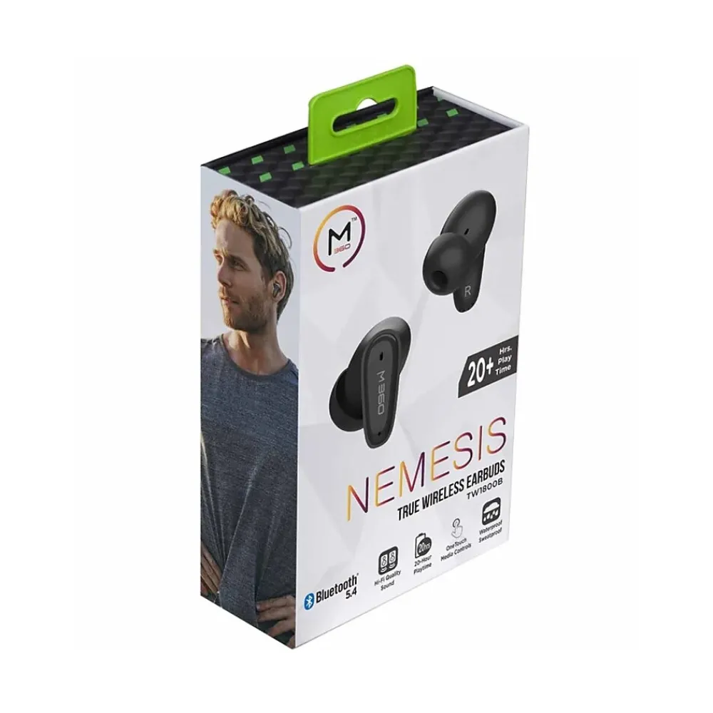 Nemesis Wireless Earbuds, Bluetooth, Black (TW1800W)<Morpheus 360 Discount