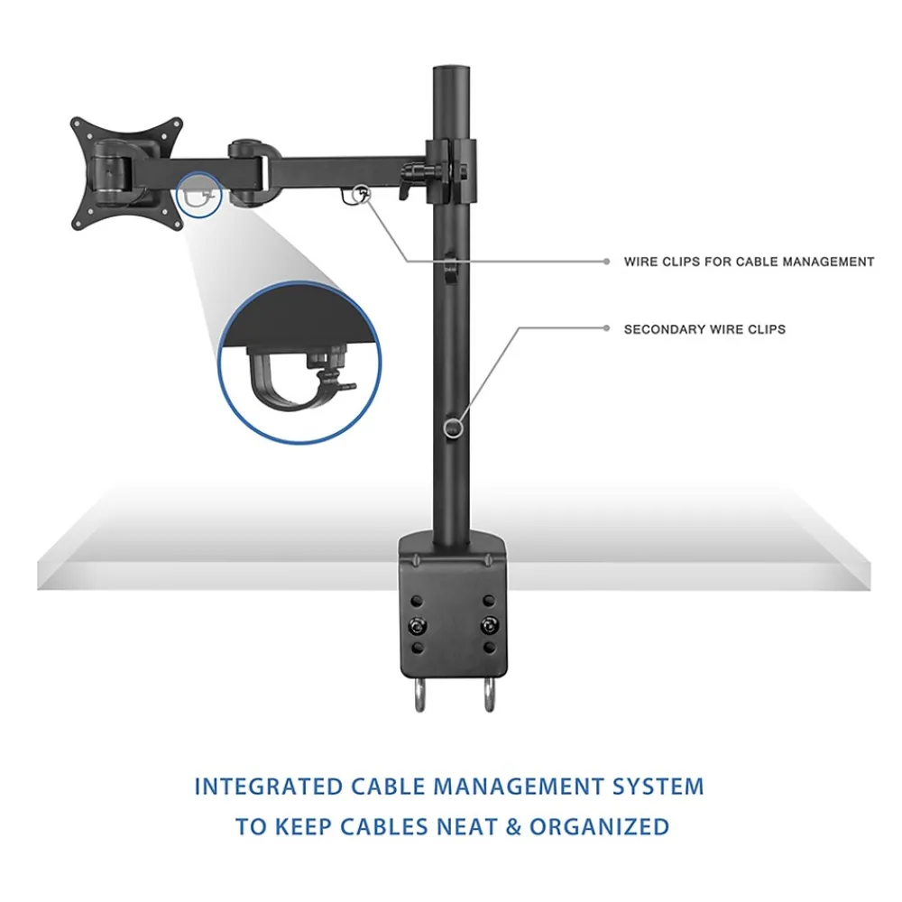 Online Mount-It! Mount it Mount-lt! Adjustable Monitor Arm, Up to 27", Black (MI-751)