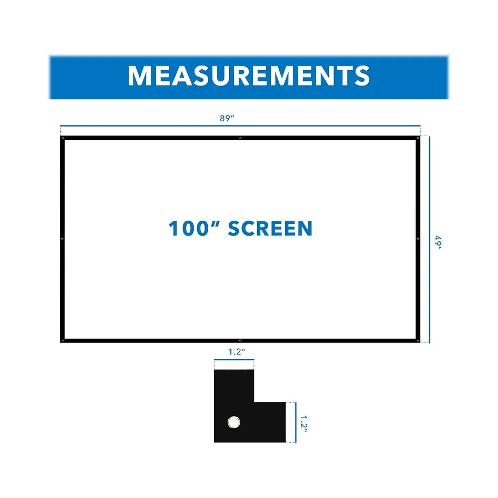 Mount-It! 100" Manual Wall & Ceiling Projector Screen, Black/Matte White (MI-640)